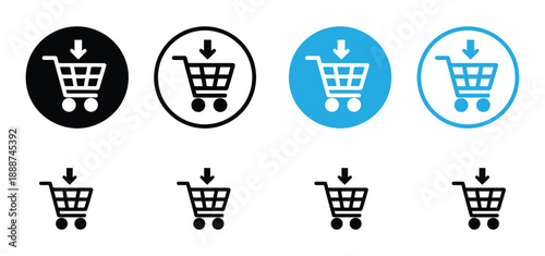 Shopping cart icon. Black shopping cart vector isolated on white background. Shopping cart trolley icon vector.Add to Cart Icon Set, Shopping Trolley and E-commerce Vector Symbol Collection,