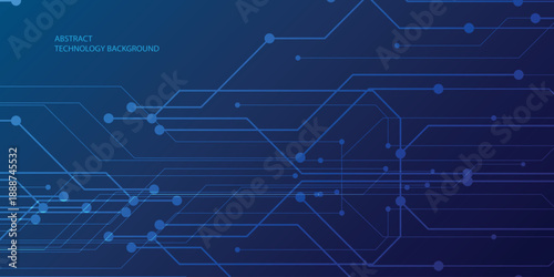 Abstract tech background featuring circuit patterns and blue chip design. Digital board texture with electronic lines for futuristic data concepts.