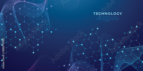 Molecular abstract structure background. Scientific vector illustration with molecule DNA. Medical, science and technology concept