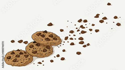 Delicious Chocolate Chip Cookies with Scattered Chocolate Chips.