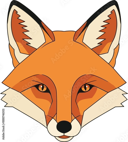 Orange Fox Head with White Background
