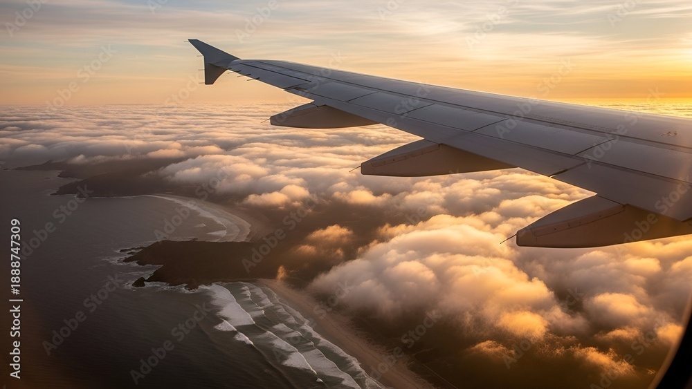 Fototapeta premium Airplane wing soaring 