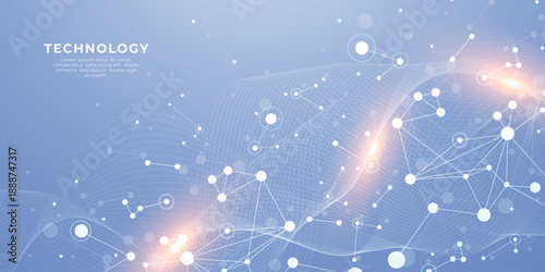 Global network connection banner design template. Header social network communication in the global business concept. Big data visualization. Digital technology