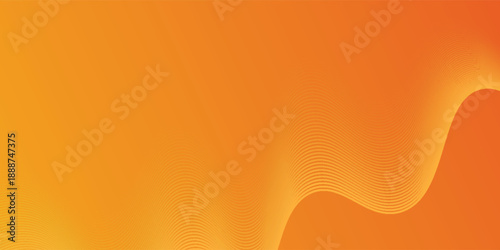 Abstract glowing wave lines on orange background. Dynamic wave pattern. Modern flowing wavy lines. Futuristic technology concept. Suit for banner, poster,  simple background.