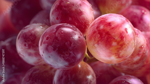 Close-up of red grapes, delicious, juicy, and fresh background.