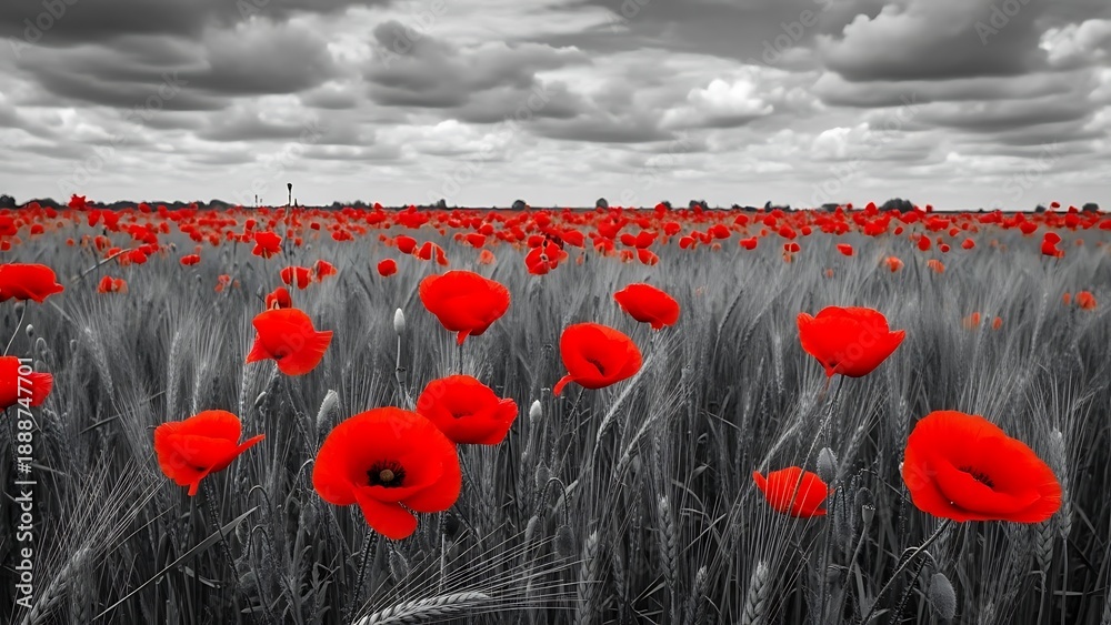 Obraz premium Vibrant red poppies in wheat field