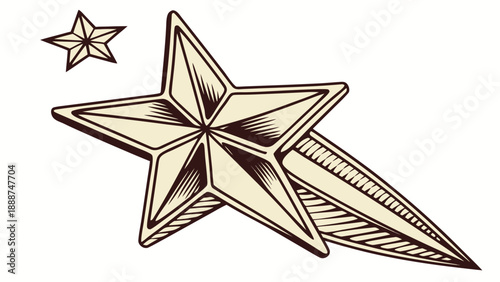 Nautical Star Tattoo Design with Shading and Small Star.