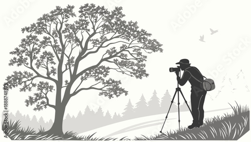 Silhouette of a Photographer Capturing Natures Beauty.