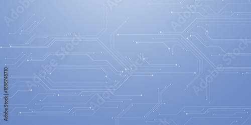 white circuit board design with electronic chip components and data lines creating futuristic tech pattern on dark digital background. Digital technology