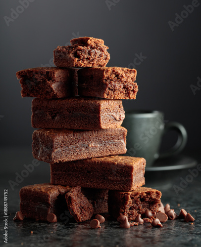 Brownie on a black stone table. © Igor Normann