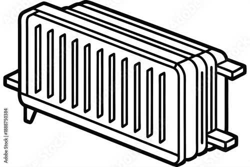 radiator heater line art silhouette vector illustration