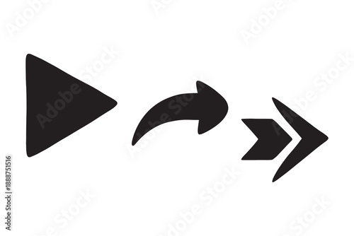 Minimal black arrow icons set for navigation