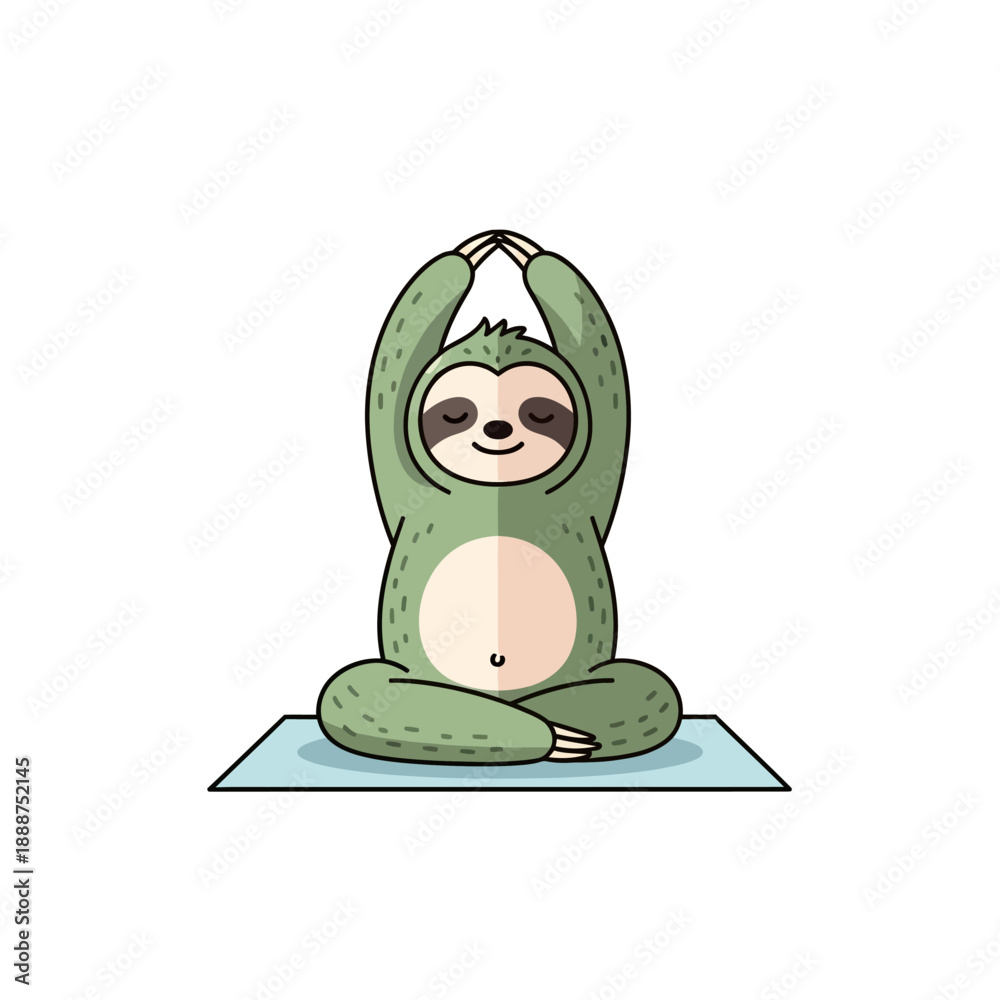 Fototapeta premium Cartoon Sloth Doing Yoga Pose.