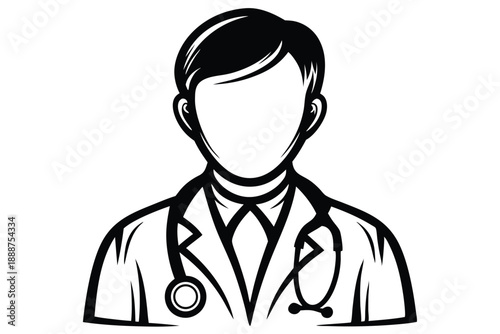 General Practitioner Profile Icon Line Art for Medical Services App