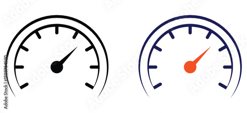 Speedometer Gauge Icon Set – Performance Meter, Speed and Measurement Symbols