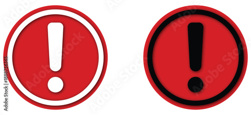 Alert Exclamation Icon Set – Red Warning, Error and Important Notification Symbols