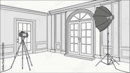 Photography Studio Setup with Camera and Lighting Equipment 1.