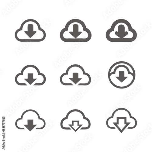 Modern Cloud Download Icon Vector Illustration for Cloud Computing and Online Storage Services