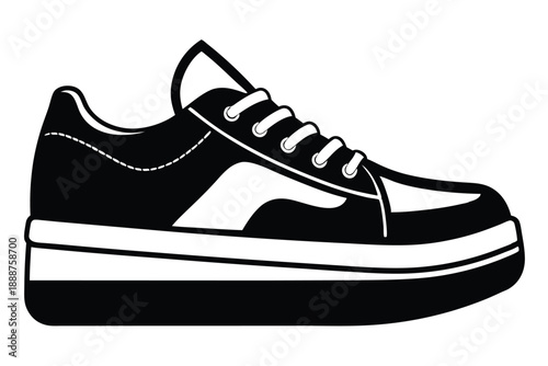 platform sneaker line art silhouette vector illustration