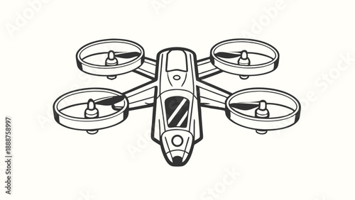 Creative Spacecraft Icon with Geometric Shapes for Sci-Fi Illustration