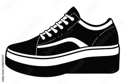 platform sneaker line art silhouette vector illustration
