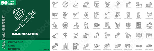 Immunization Line Editable Icons set