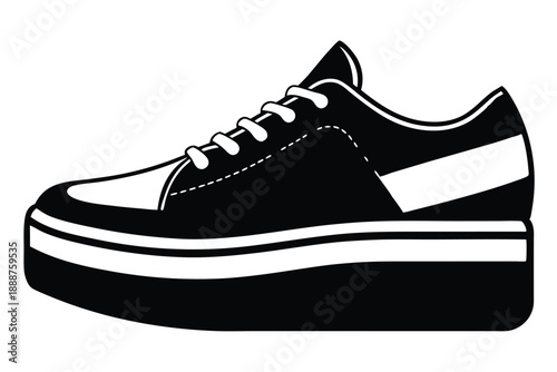 platform sneaker line art silhouette vector illustration