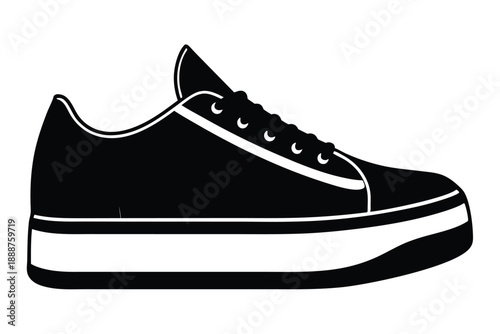 platform sneaker line art silhouette vector illustration