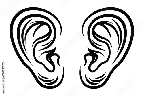 Minimal Black Ear Silhouette Symbol for Hearing Loss Awareness and Audiology Centers