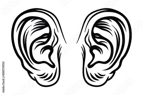 Professional Ear Graphic Icon for Medical Clinics Audiologists and Audio Engineers