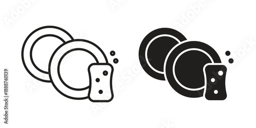 Washing dishes icon vector logo design element. Vector emblem template.