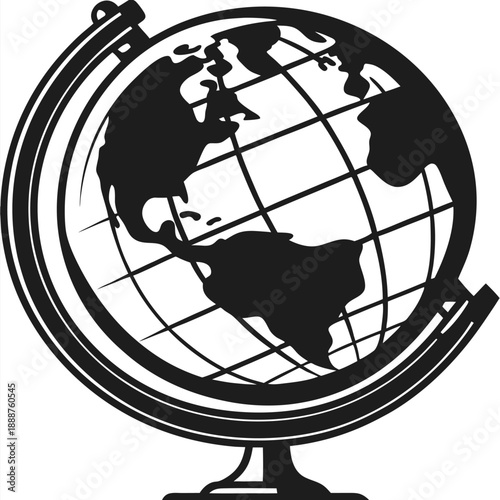Vector Earth Globe Line Style Icon Representing Scientific Geography and Global Mapping