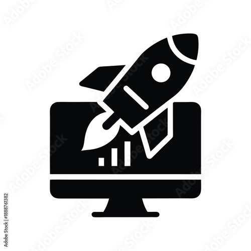 Minimalist Fast Shipping Rocket - Express Transport and Speed Logistics Icon Vector