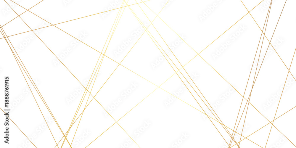 Obraz premium Abstract minimalistic white background with elegant intersecting golden lines forming a geometric pattern. random chaotic line and creative geometric many square, triangle shape background.