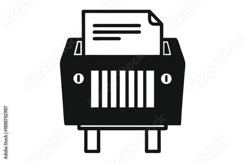 paper shredder line art silhouette vector illustration