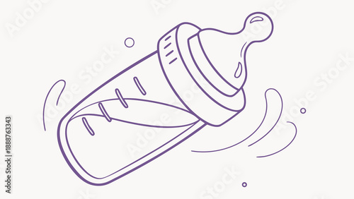 Baby Milk Bottle Line Art Icon Minimal Outline Illustration