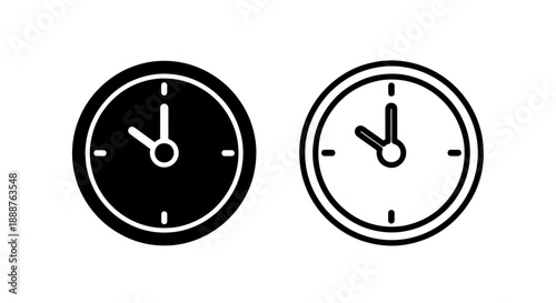 Simple Clock Time Icon for Scheduling, Punctuality, and Time Management Concepts - Vector Illustration