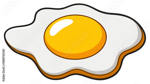 Fried Egg Illustration Simple Cartoon Style