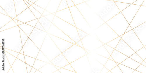Abstract minimalistic white background with elegant intersecting golden lines forming a geometric pattern. random chaotic line and creative geometric many square, triangle shape background.