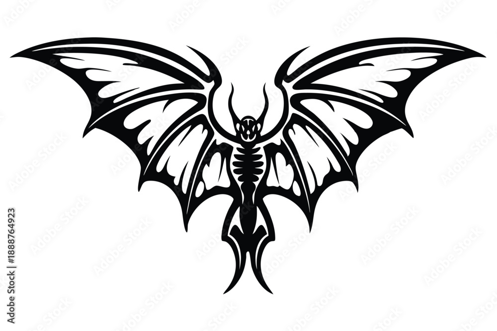 Fototapeta premium Futuristic Flying Alien Insect Icon with Glowing Wings, Vector Illustration for Gaming and Sci-Fi Assets
