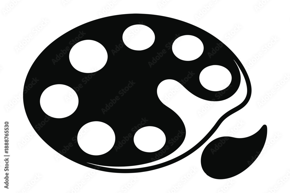 Fototapeta premium painter palette line art silhouette vector illustration