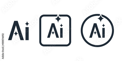 Artificial intelligence star symbol. AI.  Vector linear icon illustration isolated on white background.
