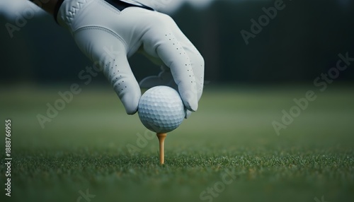 Golfer Setting Up Golf Ball on Tee