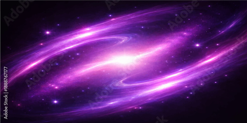 An abstract universe background featuring a dark blue nebula and a bright starry field with shiny galaxy lights for an astronomy illustration