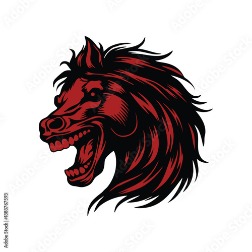 Wallpaper Mural Fierce Red Horse Head Mascot Roaring Snarling Logo Torontodigital.ca