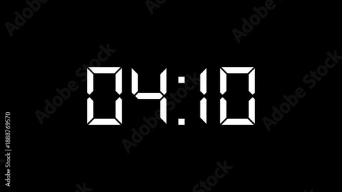Countdown timer animation of 5 minutes on transparent background with alpha channels, 5 minutes countdown timer animation, countdown video.