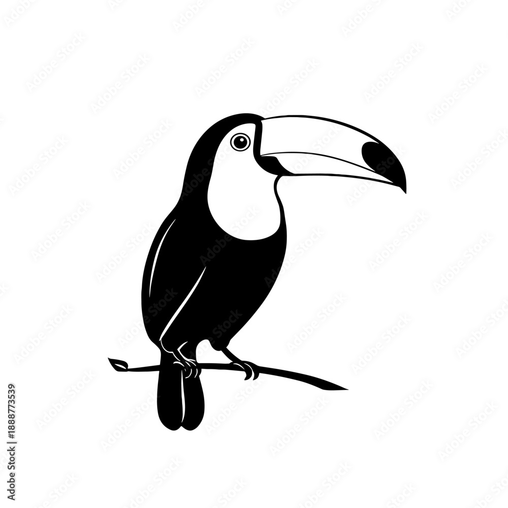 Obraz premium Toucan. Toucan simple black and white line art vector logo