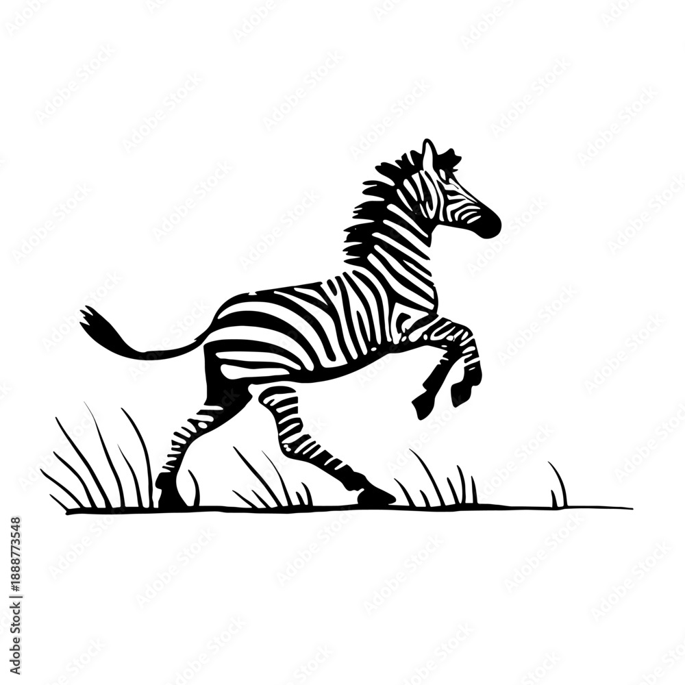 Fototapeta premium Zebra. Zebra simple black and white line art vector logo