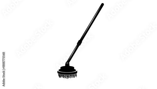 mop for washing floors, black isolated silhouette