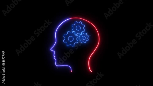 Wallpaper Mural Animated gear icons inside head present operation management involving business process, teamwork, workflow, problem solving, high performance, monitoring and evaluation, quality control.4k video Torontodigital.ca